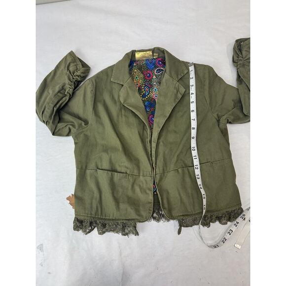 Grunge Princess Vera Wang Jacket Olive Green Lace Detail Paisley Women's Small - Picture 4 of 5
